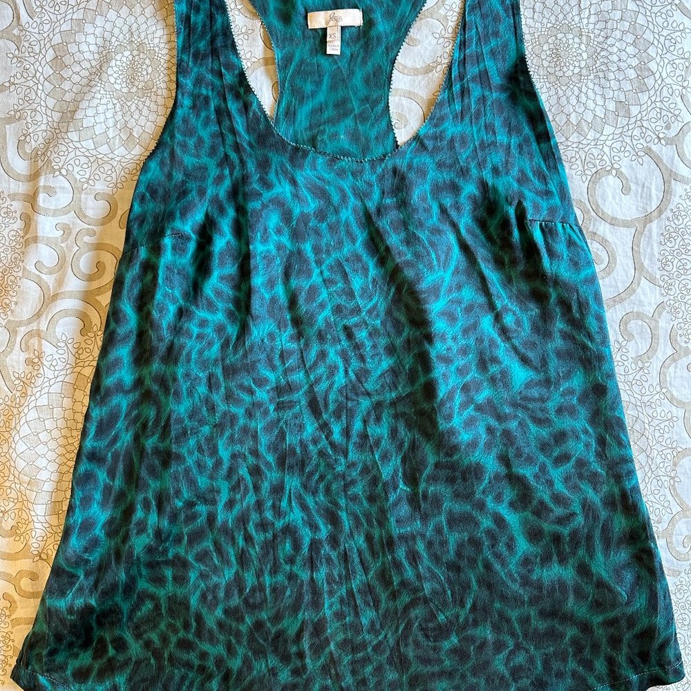 Joie Silk Racerback Tank, Leopard Print, Tailored, Extra Small